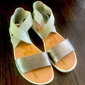 Sorel Sandals - gently used, sage green and metallic green